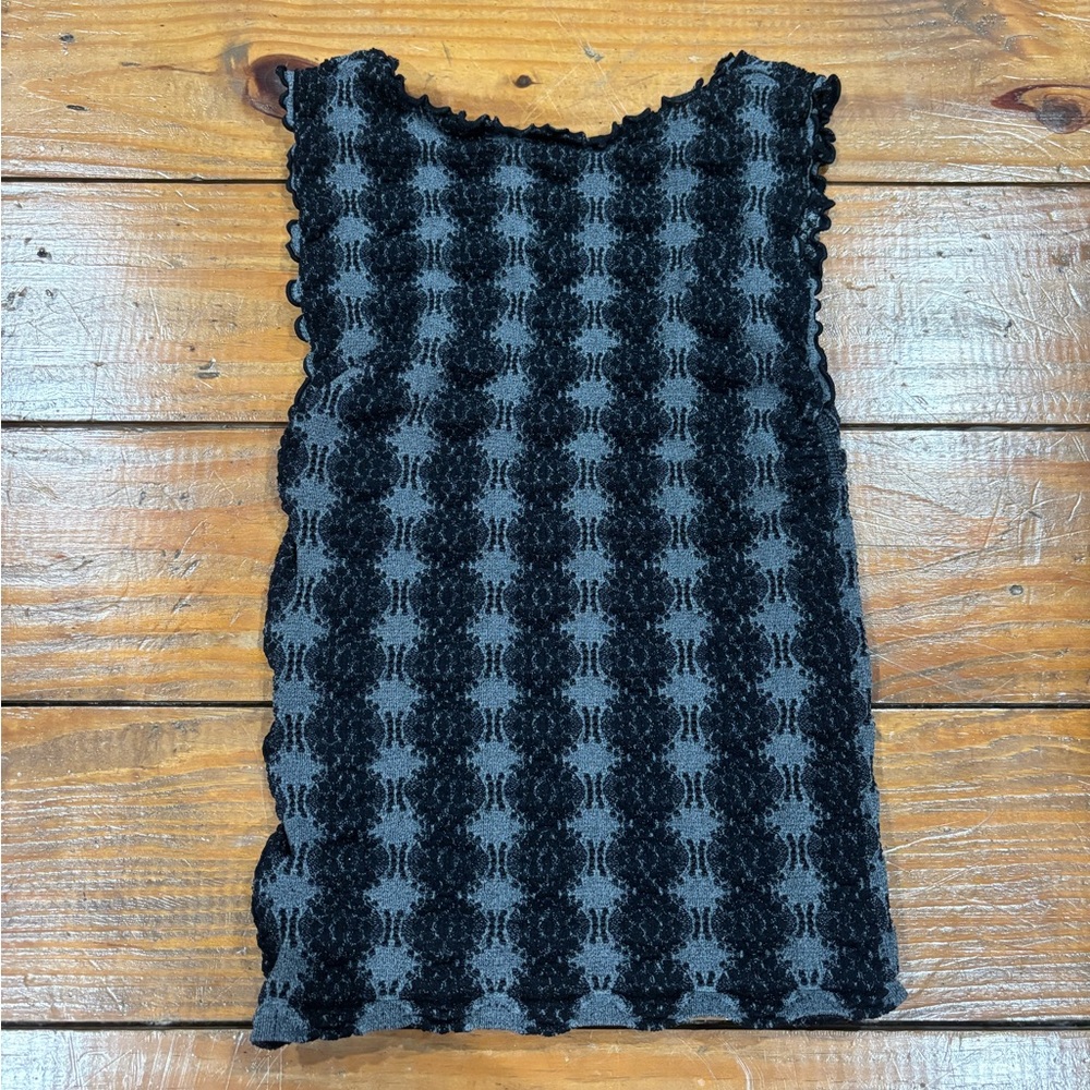 Free People Black and Gray Textured Tank Top